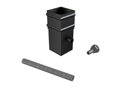 76mm Sq (Sq Edge) Cast Collar Water Butt Deflector Kit