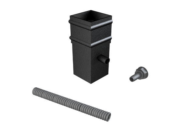 101mm Sq (Sq Edge) Cast Collar Water Butt Deflector Kit
